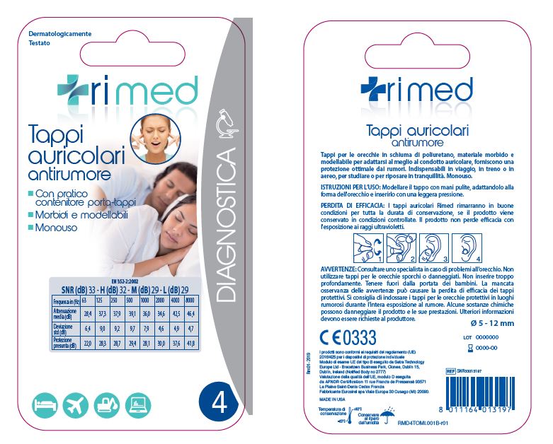 Rimed Tappi Auricolari Antirumore X4