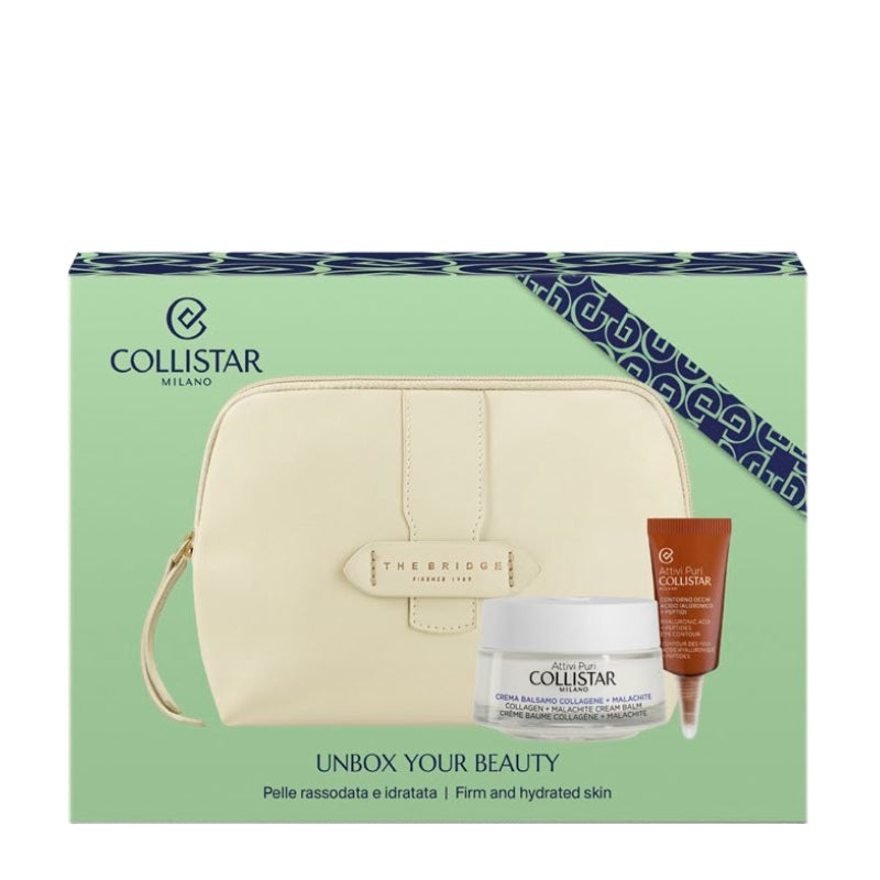 Collistar Cofanetto Regalo Crema Balsamo Collagene 50 ML, Mini Contorno Occhi Attivi Puri 5 ML E Pochette