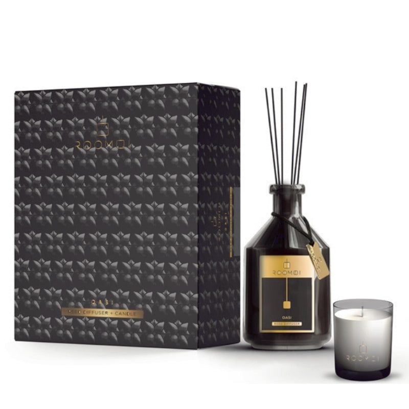 Roomoi Cofanetto Regalo Oasi Profumatore Ambiente 200 ML E Candela 160 GR