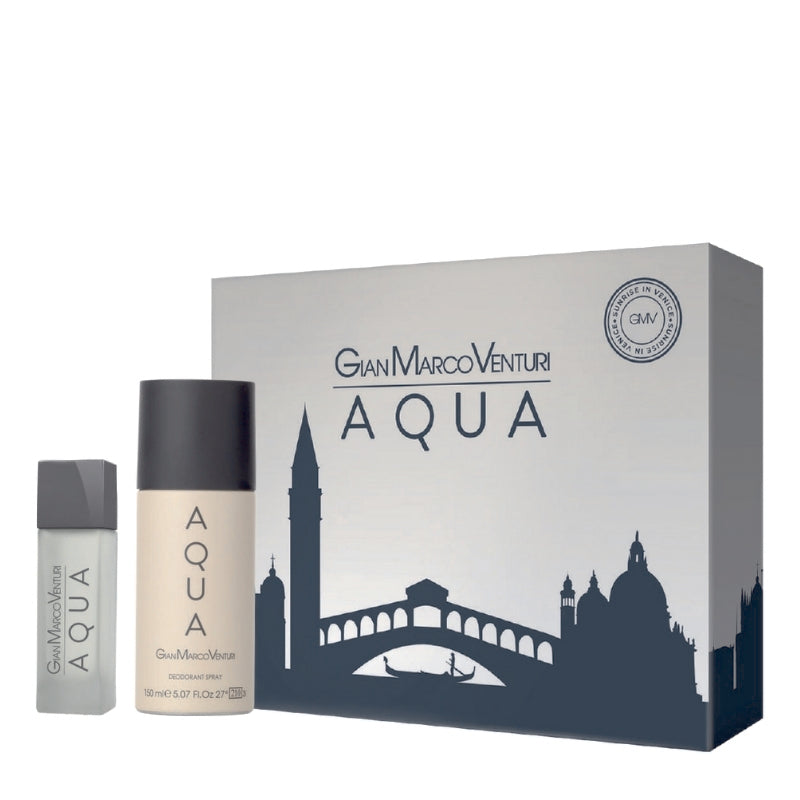 Gian Marco Venturi Aqua Eau De Toilette 30 ML E Deo Spray 150 ML