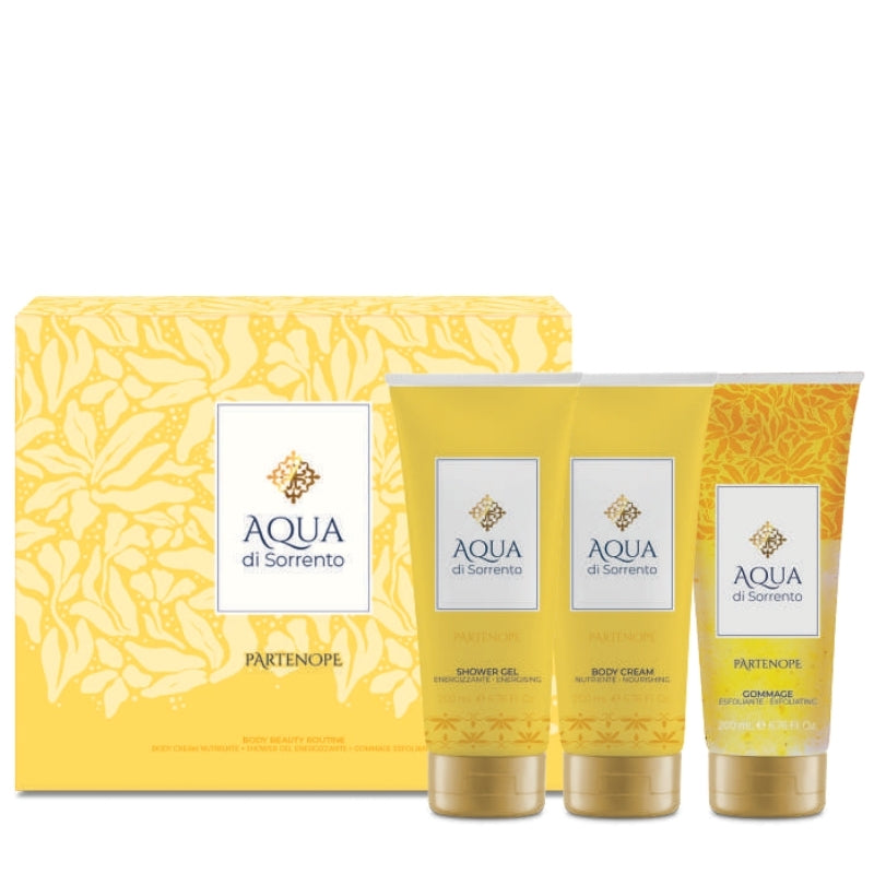 Aqua Di Sorrento Cofanetto Regalo Partenope Scrub Corpo 200 ML, Crema Corpo 200 ML E Doccia Gel 200 ML