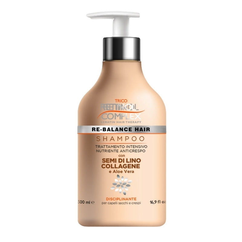Trico Retinol Complex - Shampoo trattamente nutriente anticrespo con semi di lino collagene e aloe vera 500 ML