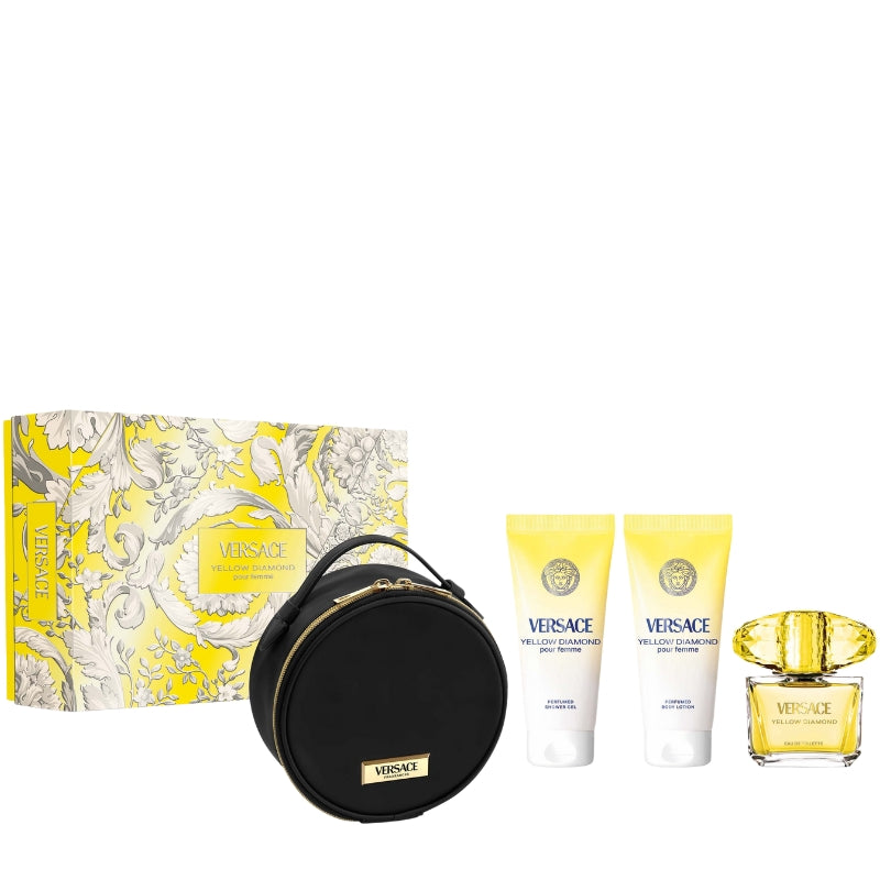 Versace Cofanetto Regalo Yellow Diamond Eau De Toilette 90 ML, Doccia Gel 100 ML, Latte Corpo 100 ML E Beauty