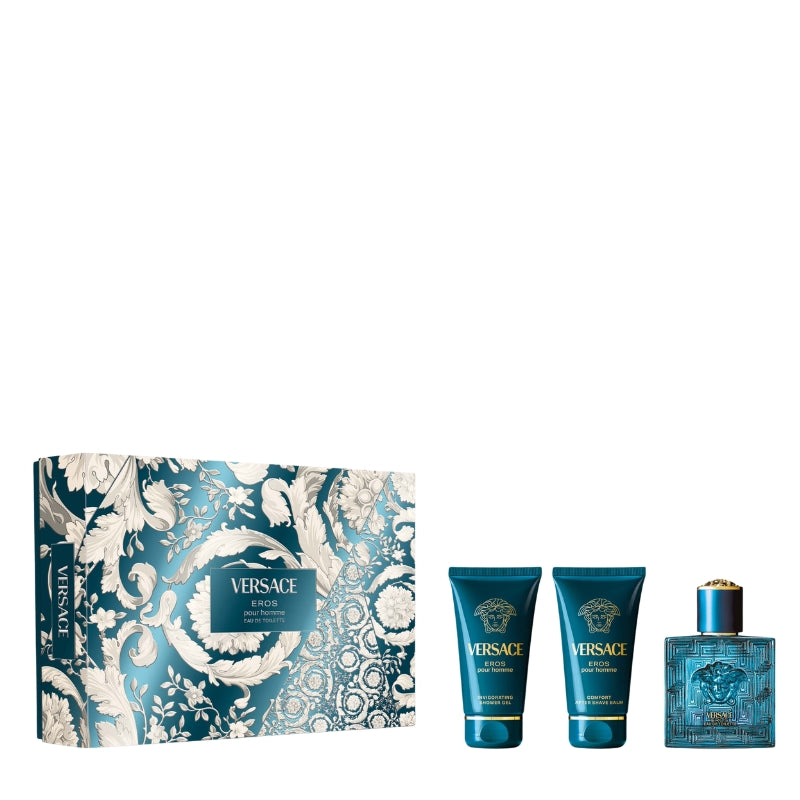 Versace Cofanetto Regalo Eros Pour Homme Eau De Toilette 50  ML, Doccia Gel 50 ML E Dopobarba Balsamo 50 ML