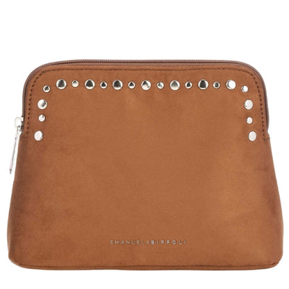 Biffoli Busta Scamosciata Marrone Con Borchie