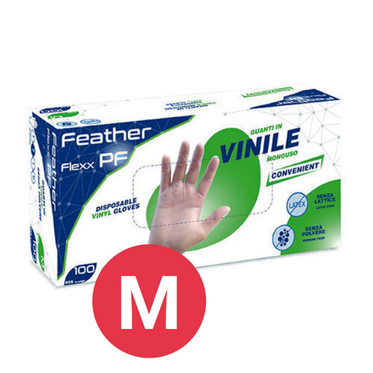 Feather Guanti Vinile X100 S/Polv Fvpf M