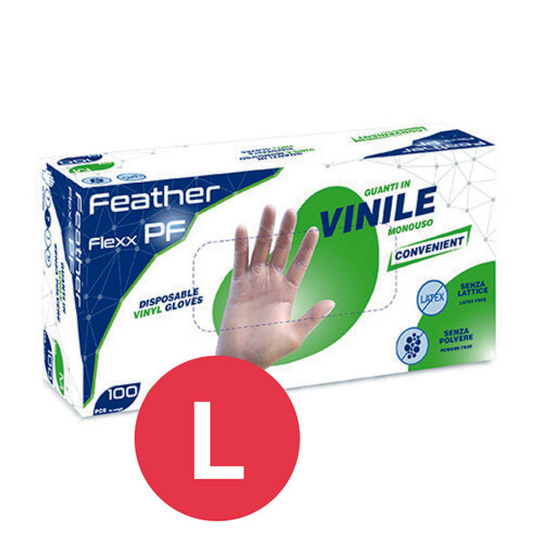 Feather Guanti Vinile X100 S/Polv Fvpf L