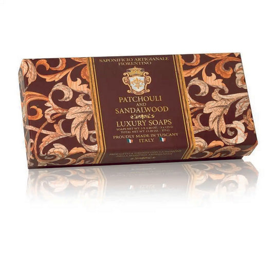 Saponificio Fiorentino Cofanetto 3 Saponette Patchuoli E Sandalwood 125 Gr