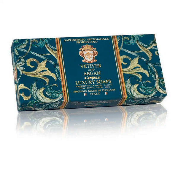 Saponificio Fiorentino Cofanetto 3 Saponette Vetivar E Argan 125 Gr