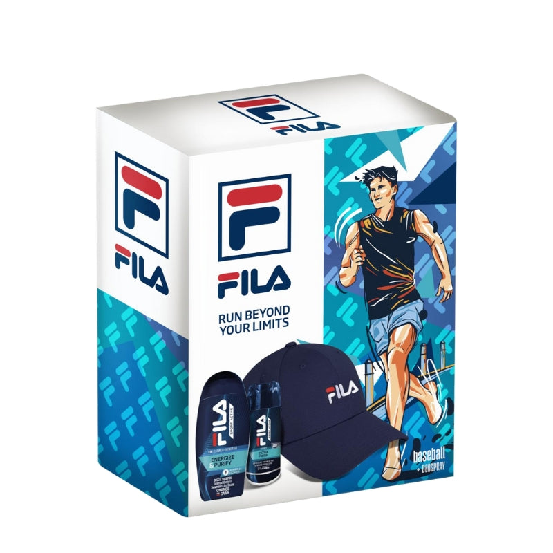 Fila Cofanetto Regalo Energy Doccia 250 ML, Deodorante Spray 150 ML E Cappello