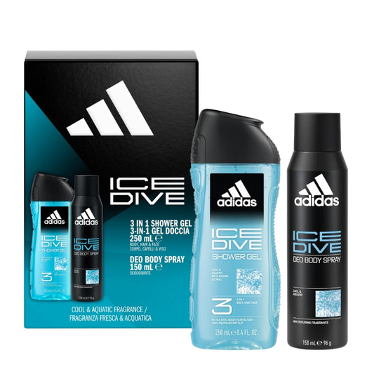 Adidas Cofanetto Regalo Ice Dive Deodorante Spray 150 ML E Doccia Gel 250 ML