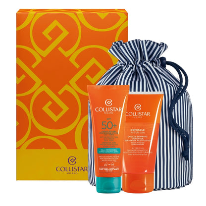 Collistar Cofanetto Regalo Crema Solare SPF 50+ 100 ML, Doccia Shampoo Doposole 150 ML E Pochette