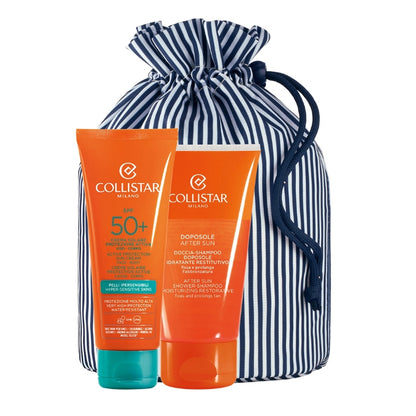 Collistar Cofanetto Regalo Crema Solare SPF 50+ 100 ML, Doccia Shampoo Doposole 150 ML E Pochette
