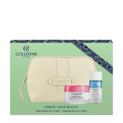 Collistar Cofanetto Regalo Idroattiva Crema Idratazione Profonda 50 ML, Mini Bifasico 35 ML E Pochette