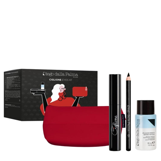 Diego Dalla Palma Cofanetto Regalo Mascara Ciglione, Struccante Bifasico Waterproof 30 ML,Mini Matita Nera 01 E Beauty