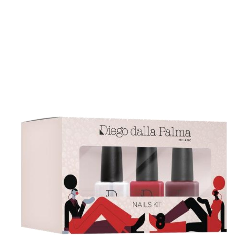 Diego Dalla Palma Cofanetto Regalo Top Coat Gloss Anti Sbeccamento 203, Smalto Rosso 225 Bloody Mary E Smalto Bordeaux 243 Overkill