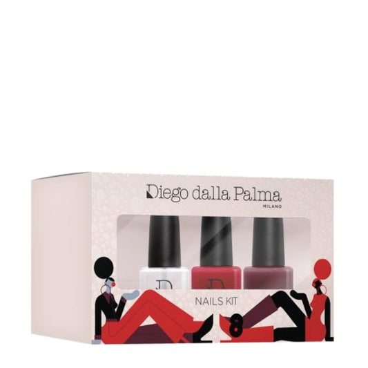 Diego Dalla Palma Cofanetto Regalo Top Coat Gloss Anti Sbeccamento 203, Smalto Rosso 225 Bloody Mary E Smalto Bordeaux 243 Overkill
