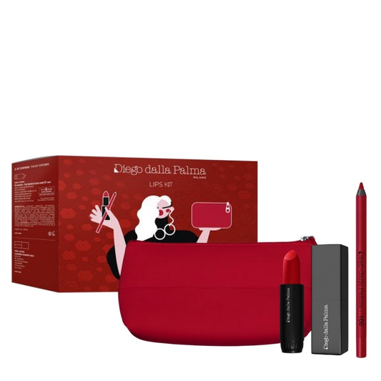 Diego Dalla Palma Cofanetto Regalo Rossetto Lumi Matt 37, Case Nera, Matita Labbra Stayonme 166 E Beauty