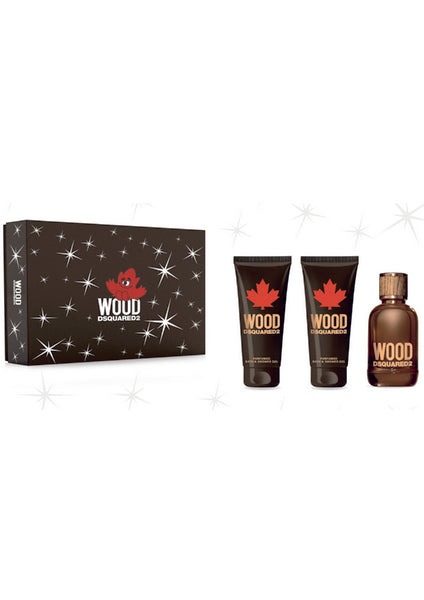 Dsquared Wood Pour Homme Eau De Toilette 100 ML, Doccia 100 ML E Dopobarba Balsamo 100 ML