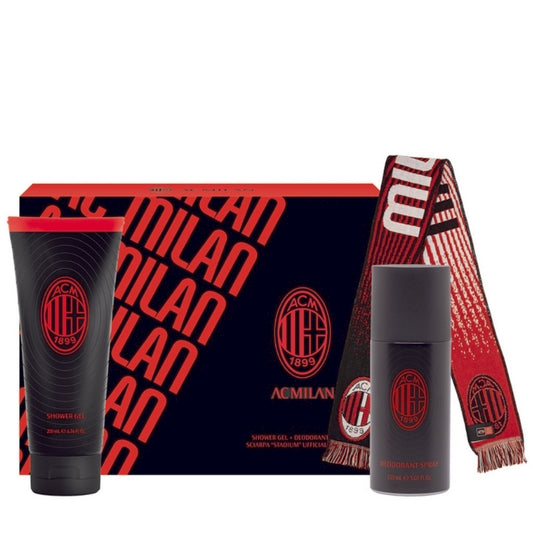 Milan Cofanetto Regalo Deo 150 ML, Doccia 200 ML e Sciarpa da Stadio Ufficiale