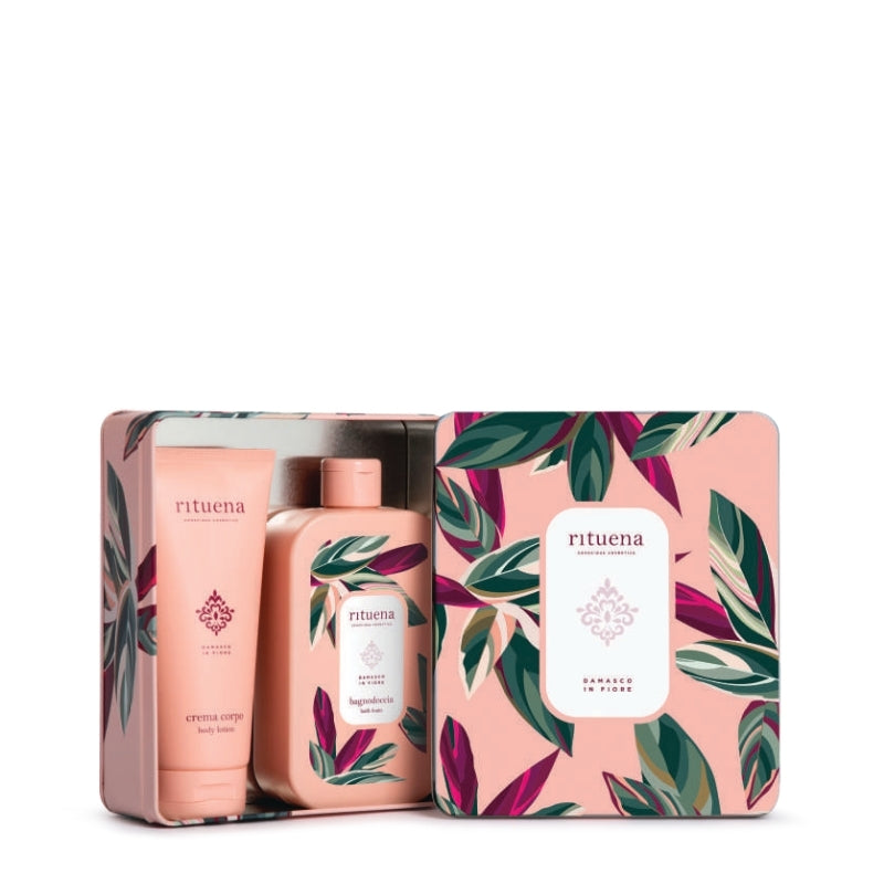 Rituena Cofanetto Regalo Damasco In Fiore Doccia Gel 400 ML E Latte Corpo 200 ML