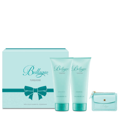 Bellagio Cofanetto Regalo Turquoise Doccia Gel 200 ML, Crema Corpo 200 ML E Portamonete