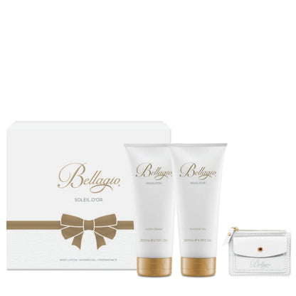 Bellagio Cofanetto Regalo Soleil D'Or Doccia Gel 200 ML, Crema Corpo 200 ML E Portamonete
