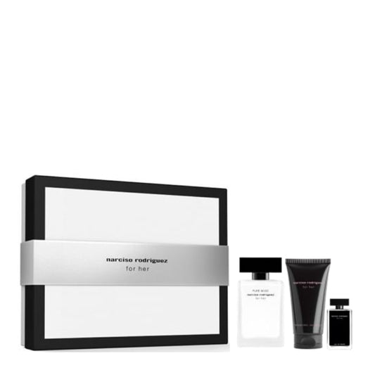 Narciso Rodriguez Cofanetto Regalo Pure Musc Eau De Parfum 50 ML, Latte Corpo 50 ML E Mini For Her Eau De Toilette 7,5 ML