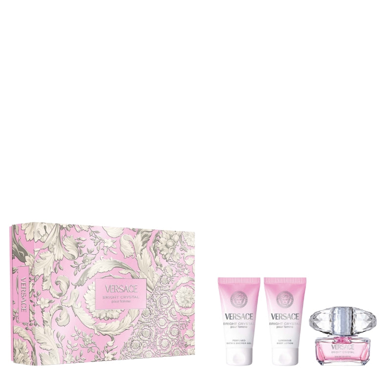 Versace Cofanetto Regalo Bright Crystal Eau De Toilette 50 ML, Doccia Gel 50 ML E Latte Corpo 50 ML