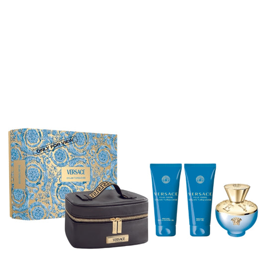 Versace Cofanetto Regalo Dylan Turquoise Eau De Toilette 100ML, Doccia 100 ML, Latte Corpo 100 ML E Pochette