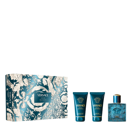 Versace Cofanetto Regalo Eros Pour Homme Eau De Toilette 50  ML, Doccia Gel 50 ML E Dopobarba Balsamo 50 ML