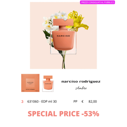 Pacchetto SPECIAL PRICE Narciso Rodriguez Ambrée Eau de Pafrum 30ml
