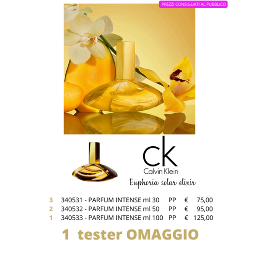 Pacchetto TESTER CK Euphoria Solar Elixir Parfum Intense