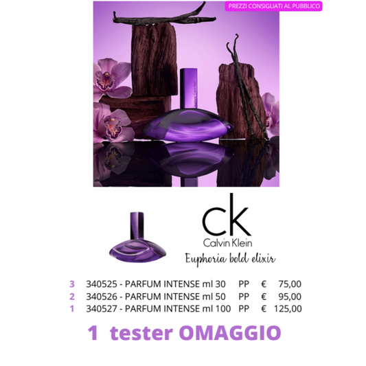 Pacchetto TESTER CK Euphoria Bold Elixir Parfum Intense
