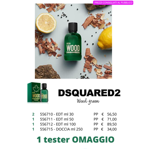 Pacchetto TESTER Dsquared Wood Green Homme Eau De Toilette