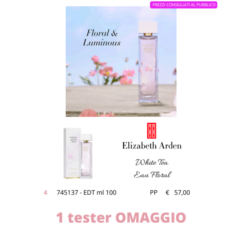 Pacchetto TESTER Elizabeth Arden White Tea Eau Florale EDT 100ml