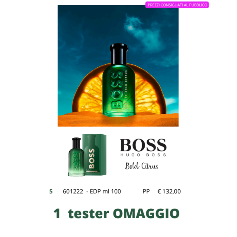Pacchetto TESTER Boss Bottled Bold Citrus Eau de Parfum 100ml